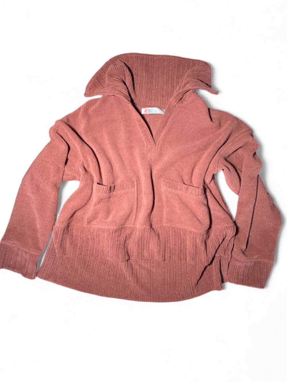 Free People Beach Grace Pullover Sweater Chutney Rust Collared Pocket NWOT S - Picture 4 of 6